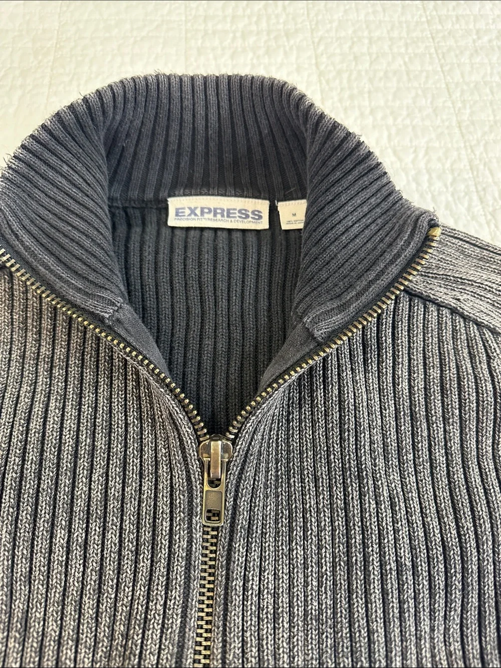 Express Mens Ribbed, Zip Up Sweater - Size M - EUC